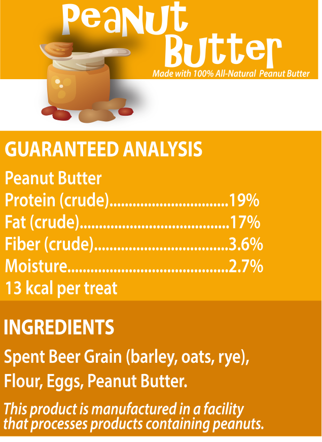 Brewscuits dog treats made with whole grains, including oats, barley, and rye, offering a nutritious snack option for dogs.
