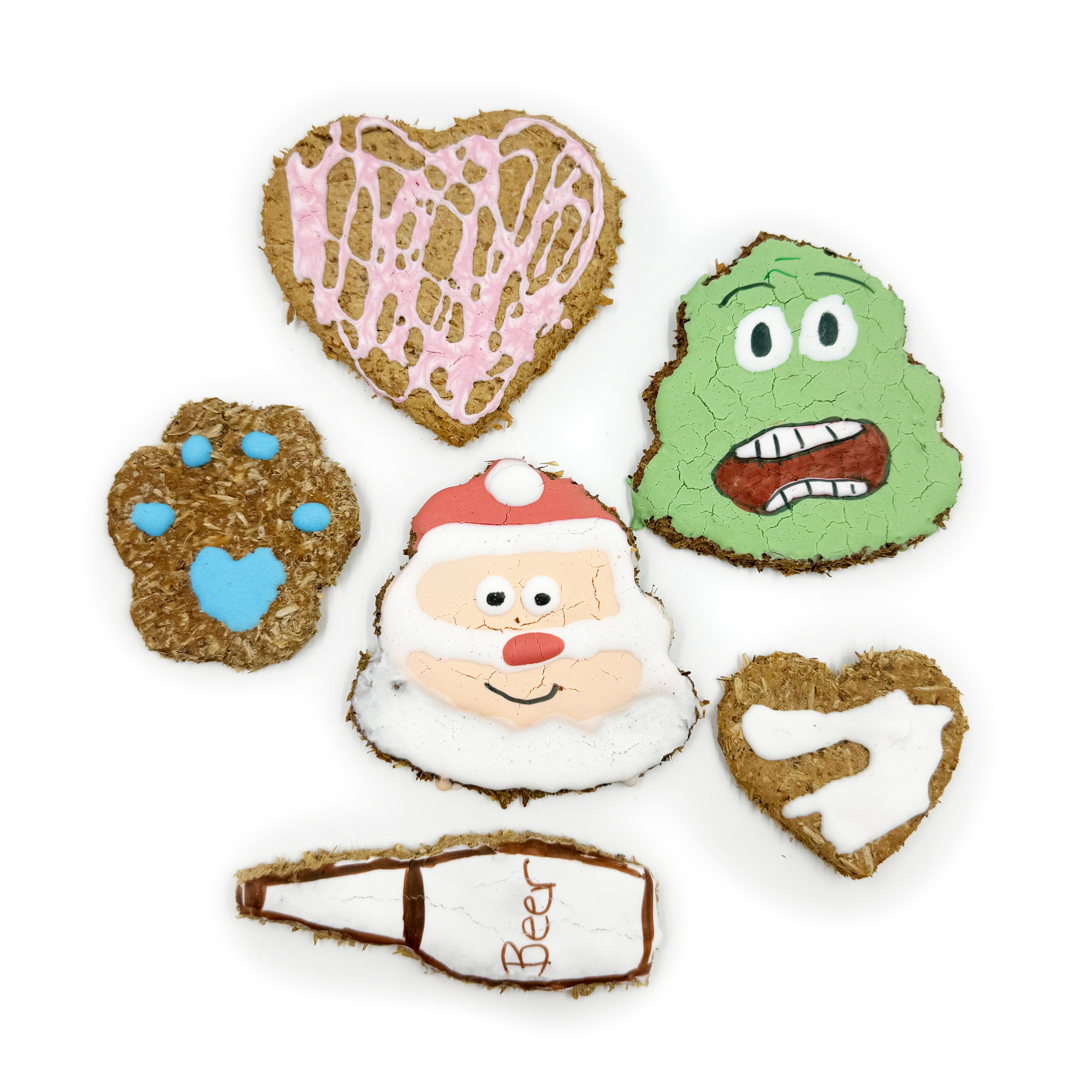 Brewscuits dog treats made with whole grains, including oats, barley, and rye, offering a nutritious snack option for dogs.